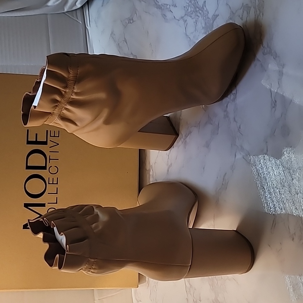 ❤️‍🔥❤️‍🔥MODE COLLECTIVE JIRA LEATHER ANKLE BOOT CAMEL NAPA SIZE 10 - Picture 11 of 12